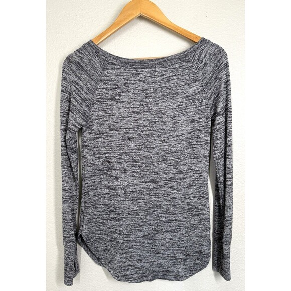 Athleta Luxe Pose Gray Marbled Tunic Top w/Thumb Holes Sz XXS Gym Workout Shirt - Picture 6 of 9